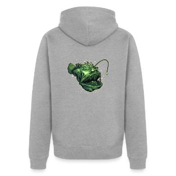 Anglerfish Deep Sea Creature Sea Monster - Unisex Premium Organic Zip Hoodie - heather grey - Back - Nico (187cm)