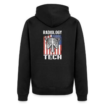 USA 4th Of July Radiologie Radiologe Medizin Arzt - Unisex Premium Bio Zip Hoodie - Schwarz - Hinten - Nico (187cm)