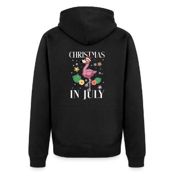 Sommer Urlaub Strand Flamingo Sommerferien - Unisex Premium Bio Zip Hoodie - Schwarz - Hinten - Nico (187cm)