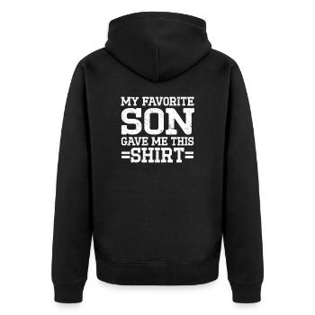 Mama Papa Cadeau Fils Préféré Enfants Ironie - Veste à capuche bio Premium Unisexe - noir - Dos - Nico (187cm)