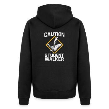 Behinderung Humor Amputaion Bein Einbeinig - Unisex Premium Bio Zip Hoodie - Schwarz - Hinten - Nico (187cm)