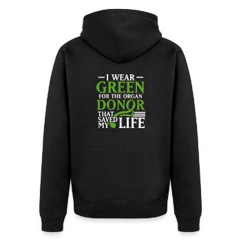 Organspender Transplantation Lebensretter Sprüche - Unisex Premium Bio Zip Hoodie - Schwarz - Hinten - Nico (187cm)