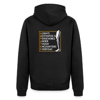 Proud Amputee Always Motivated Tough Everyday - Unisex Premium Organic Zip Hoodie - black - Back - Nico (187cm)
