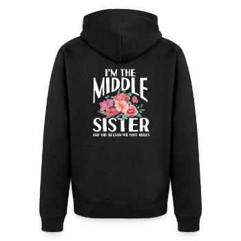 Geschwister Sprüche Bruder Schwester Familie - Unisex Premium Bio Zip Hoodie - Schwarz - Hinten - Nico (187cm)