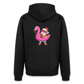 Weihnachten Sommer Santa X-Mas Flamingo - Unisex Premium Bio Zip Hoodie - Schwarz - Hinten - Nico (187cm)