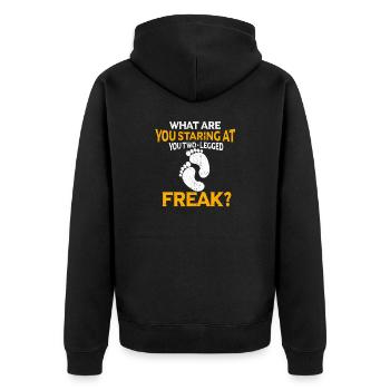 What Are You Staring At You Two-Legged Freak - Unisex Premium Organic Zip Hoodie - black - Back - Nico (187cm)