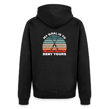 Eishocky Hockeyspieler Torwart Hockey Sprüche - Unisex Premium Bio Zip Hoodie - Schwarz - Hinten - Nico (187cm)