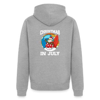 Schneemann Sommer Strand Sonne Weihnachten - Unisex Premium Bio Zip Hoodie - Grau meliert - Hinten - Nico (187cm)