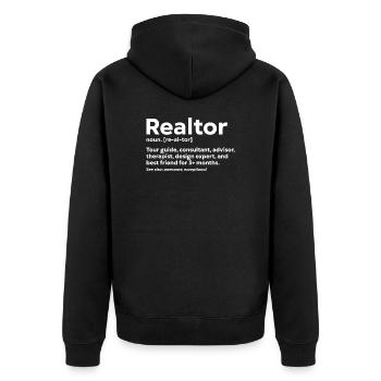 Haus Verkaufen Makler Immobilienmakler Verkäufer - Unisex Premium Bio Zip Hoodie - Schwarz - Hinten - Nico (187cm)