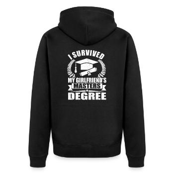 I Survived My Girlfriend's Master Degree Graduate - Unisex Premium Organic Zip Hoodie - black - Back - Nico (187cm)