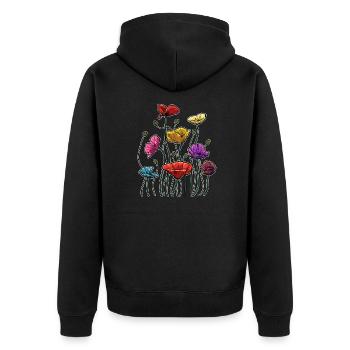Jardinier Amateur de fleurs Fleuriste Bouquet de coquelicot - Veste à capuche bio Premium Unisexe - noir - Dos - Nico (187cm)