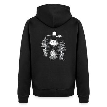 Outdoor Camping Liebhaber Baumhaus Wald Campen - Unisex Premium Bio Zip Hoodie - Schwarz - Hinten - Nico (187cm)