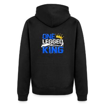 One Legged King Einbeinig Sprüche Bein Amputation - Unisex Premium Bio Zip Hoodie - Schwarz - Hinten - Nico (187cm)