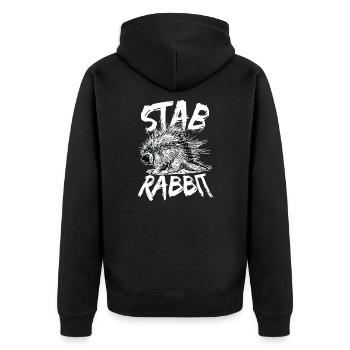 Funny Stab Rabbit Rodent Porcupine - Unisex Premium Organic Zip Hoodie - black - Back - Nico (187cm)