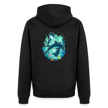 Sauver l’océan Marine Conservation Biologie Ocean Dolphin - Veste à capuche bio Premium Unisexe - noir - Dos - Nico (187cm)
