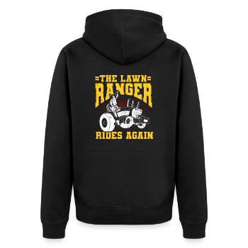 The Lawn Ranger Rides Again Funny Garden Gardner - Unisex Premium Organic Zip Hoodie - black - Back - Nico (187cm)