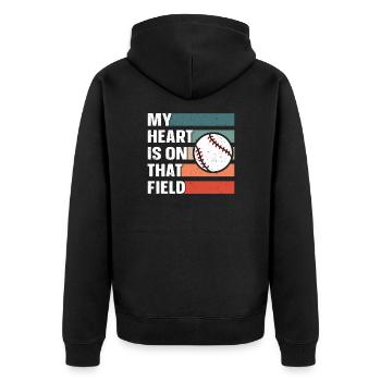 My Heart Is On That Field For Baseball Dad Mom - Unisex Premium Organic Zip Hoodie - black - Back - Nico (187cm)