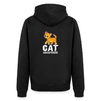 Funny Cat Lover Cat Whisperer Kitten Meow Cats - Unisex Premium Organic Zip Hoodie - black - Back - Nico (187cm)