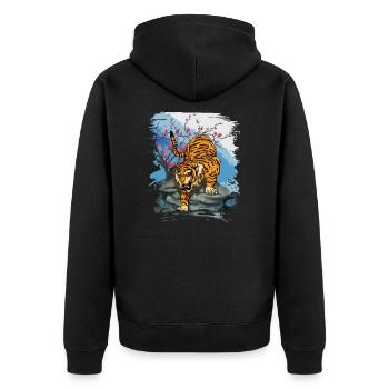 Japon Tiger Cherry Blossom Art japonais - Veste à capuche bio Premium Unisexe - noir - Dos - Nico (187cm)