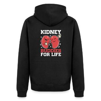 Kidney Buddies For Life Organ Donor Recipient - Unisex Premium Organic Zip Hoodie - black - Back - Nico (187cm)