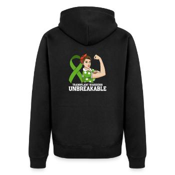 Organspender Unbreakable Organtransplantation - Unisex Premium Bio Zip Hoodie - Schwarz - Hinten - Nico (187cm)
