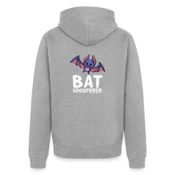 Bat Whisperer Fledermäuse Flughund Vampir - Unisex Premium Bio Zip Hoodie - Grau meliert - Hinten - Nico (187cm)