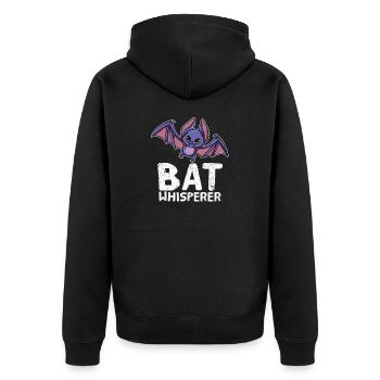 Bat Whisperer Fledermäuse Flughund Vampir - Unisex Premium Bio Zip Hoodie - Schwarz - Hinten - Nico (187cm)