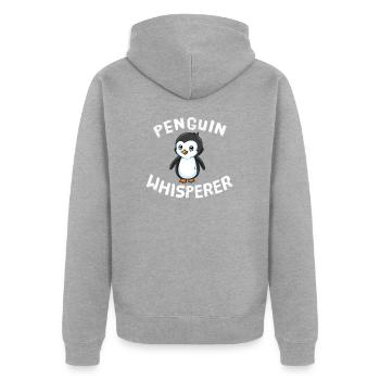 Pingouin Whisperer Penguin Bird Pôle Nord Arctique - Veste à capuche bio Premium Unisexe - gris chiné - Dos - Nico (187cm)