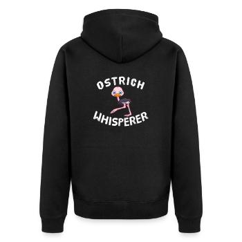 Ostrich Whisperer Strauß Vogelstrauß Vögel - Unisex Premium Bio Zip Hoodie - Schwarz - Hinten - Nico (187cm)