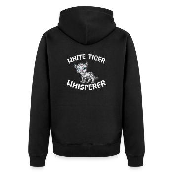 Funny White Tiger Lover White Tiger Whisperer - Unisex Premium Organic Zip Hoodie - black - Back - Nico (187cm)