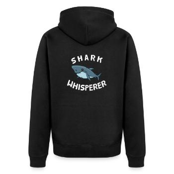 Funny Shark Lover Shark Whisperer Great White - Unisex Premium Organic Zip Hoodie - black - Back - Nico (187cm)