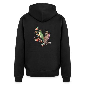 Art japonais Oiseau Pêcher Fleur de Cerisier - Veste à capuche bio Premium Unisexe - noir - Dos - Nico (187cm)