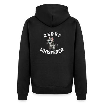Funny Zebra Lover Zebra Whisperer - Unisex Premium Organic Zip Hoodie - black - Back - Nico (187cm)