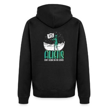 Alien Lustige Außerirdische UFO Galaxie Weltall - Unisex Premium Bio Zip Hoodie - Schwarz - Hinten - Nico (187cm)
