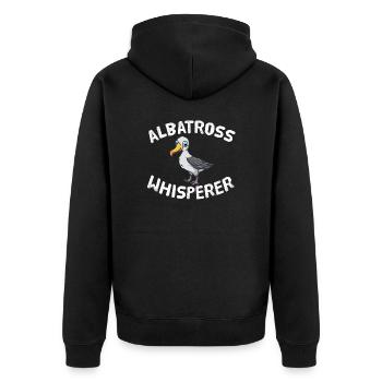 Funny Albatross Lover Albatross Whisperer - Unisex Premium Organic Zip Hoodie - black - Back - Nico (187cm)
