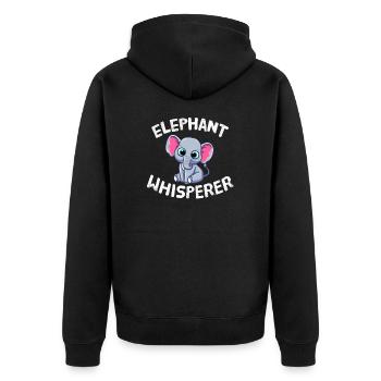Funny Elephant Lover Elephant Whisperer - Unisex Premium Organic Zip Hoodie - black - Back - Nico (187cm)