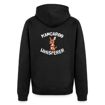 Funny Kangaroo Lover Kangaroo Whisperer - Unisex Premium Organic Zip Hoodie - black - Back - Nico (187cm)
