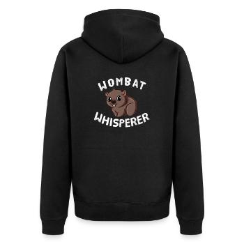 Wombat Whisperer Tiere Tierliebhaber Wombat - Unisex Premium Bio Zip Hoodie - Schwarz - Hinten - Nico (187cm)