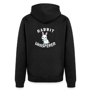 Funny Rabbit Lover Rabbit Whisperer - Unisex Premium Organic Zip Hoodie - black - Back - Nico (187cm)