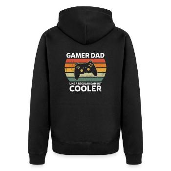 Gaming Dad Normaler Vater Nur Cooler Papa - Unisex Premium Bio Zip Hoodie - Schwarz - Hinten - Nico (187cm)