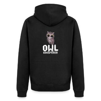 Funny Owl Lover Owl Whisperer - Unisex Premium Organic Zip Hoodie - black - Back - Nico (187cm)