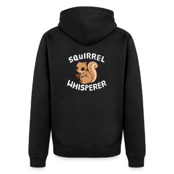 Funny Squirrel Lover Squirrel Whisperer - Unisex Premium Organic Zip Hoodie - black - Back - Nico (187cm)