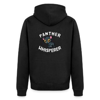 Panther Whisperer Tiere Tierliebhaber Panther - Unisex Premium Bio Zip Hoodie - Schwarz - Hinten - Nico (187cm)