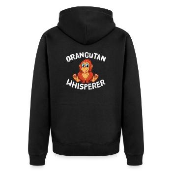 Funny Orangutan Lover Orangutan Whisperer - Unisex Premium Organic Zip Hoodie - black - Back - Nico (187cm)