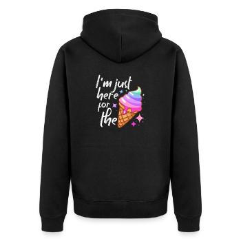 Je suis juste là pour le fan de crème glacée Eiscreme - Veste à capuche bio Premium Unisexe - noir - Dos - Nico (187cm)