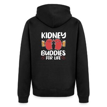 Kidney Buddies For Life Organ Donation Awareness - Unisex Premium Organic Zip Hoodie - black - Back - Nico (187cm)