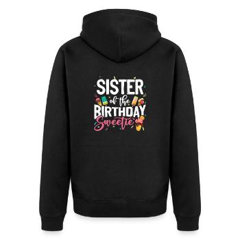 Eiscreme Party Schwester Geburtstag B-Day Eis - Unisex Premium Bio Zip Hoodie - Schwarz - Hinten - Nico (187cm)