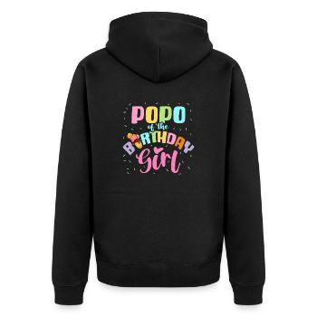 Ice Cream Party Grandpa Popo Of The Birthday Girl - Unisex Premium Organic Zip Hoodie - black - Back - Nico (187cm)