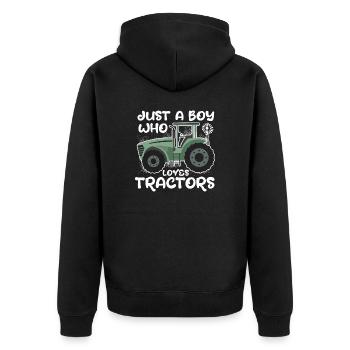 Just A Boy Who Loves Tractor Farm Tractor Lovers - Unisex Premium Organic Zip Hoodie - black - Back - Nico (187cm)