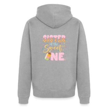 Eiscreme Liebhaber Geschwister Sprüche Schwester - Unisex Premium Bio Zip Hoodie - Grau meliert - Hinten - Nico (187cm)